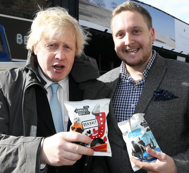 Boris Johnson with his London Crisps